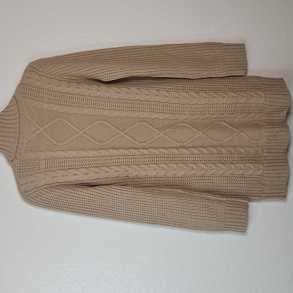 Caitlin M. Covington x Pink Lily Beige Cable Knit Turtleneck Sweater Tunic Women - Picture 7 of 10